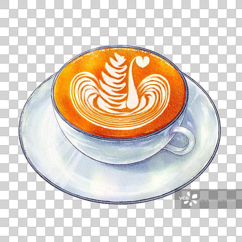 素雅净色陶瓷杯拉花咖啡图片素材