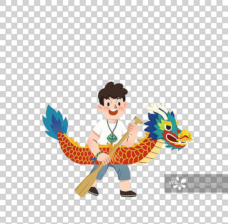 男孩划龙舟图片素材