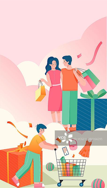 节日人物促销活动电商矢量插画海报图片素材