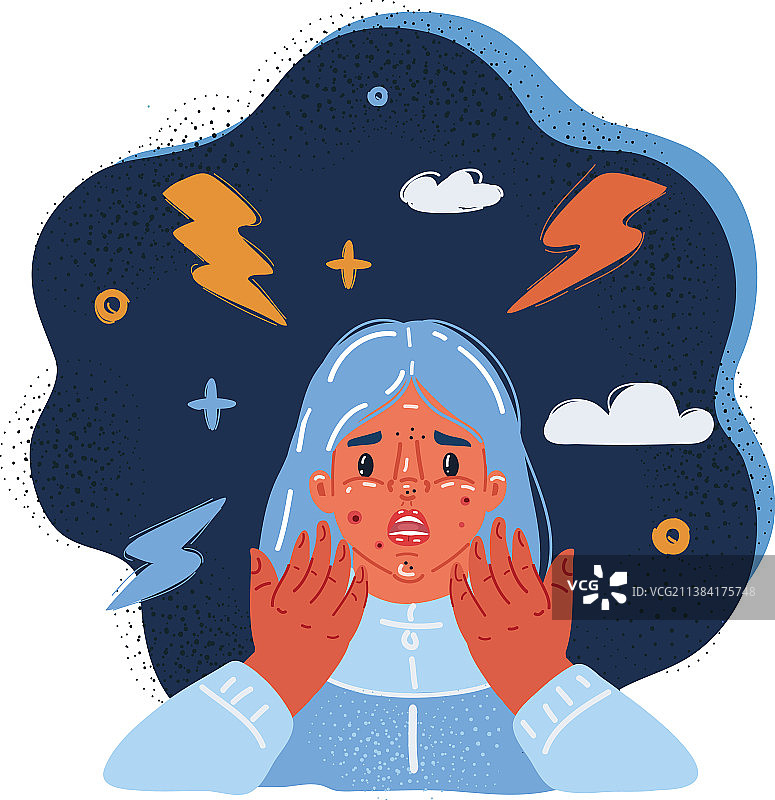 年轻女子照镜子图片素材