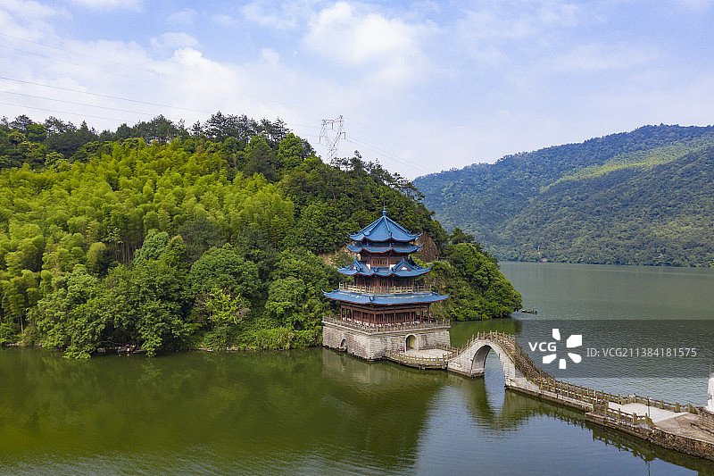 杭州严子陵钓台景区航拍图片素材