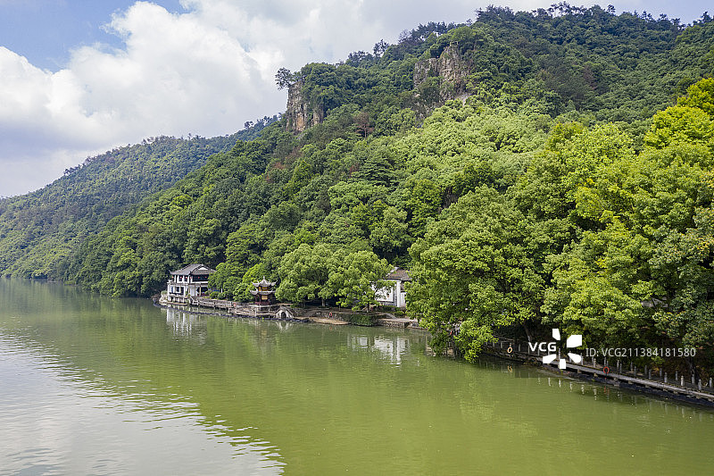 杭州严子陵钓台景区航拍图片素材