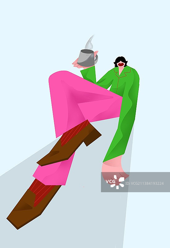 夸张人物造型翘腿的时尚造型男人图片素材