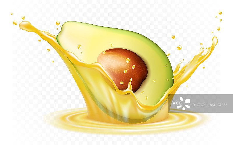 新鲜牛油果果汁飞溅效果图片素材