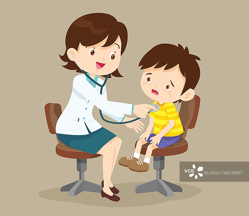 医生正在给一个小女孩看病图片素材