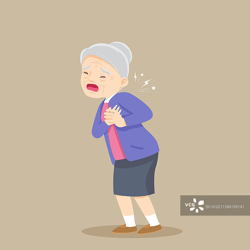 年长的女人感到胸痛图片素材