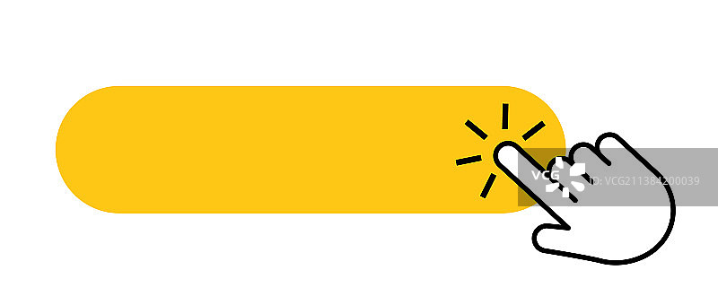 手指按下黄色空白按钮图标图片素材