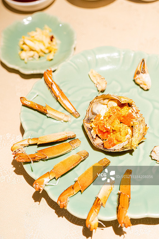 拆好的大闸蟹 大闸蟹母蟹 蟹宴 特写镜头图片素材