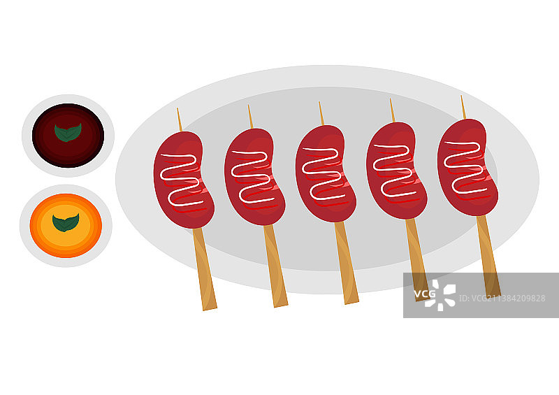 配两种不同酱料的沙爹图片素材