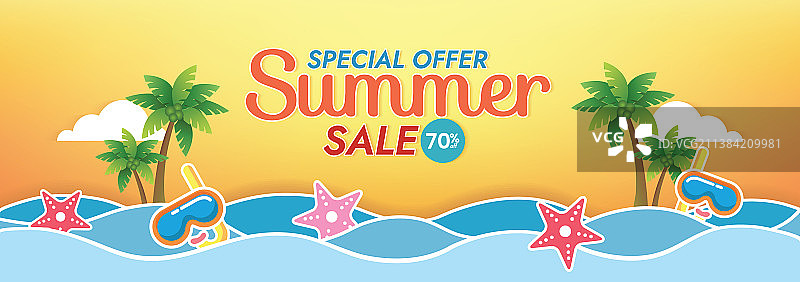 夏日海滩日落背景海滩物品图片素材