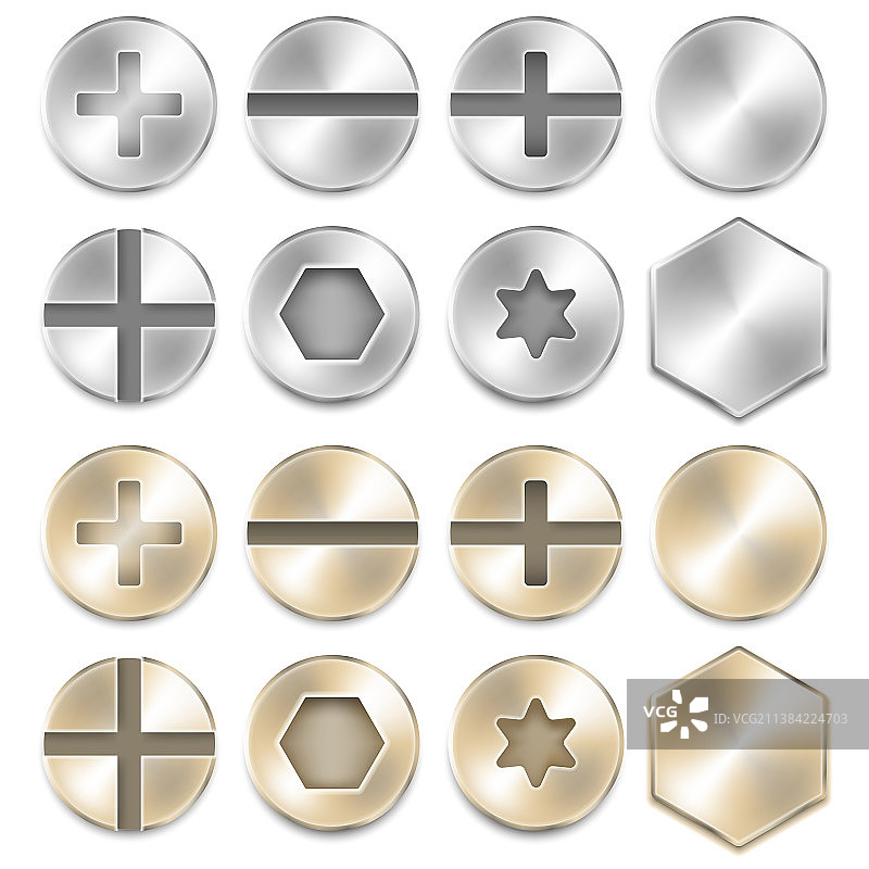 一组螺母螺栓和铆钉头设计图片素材