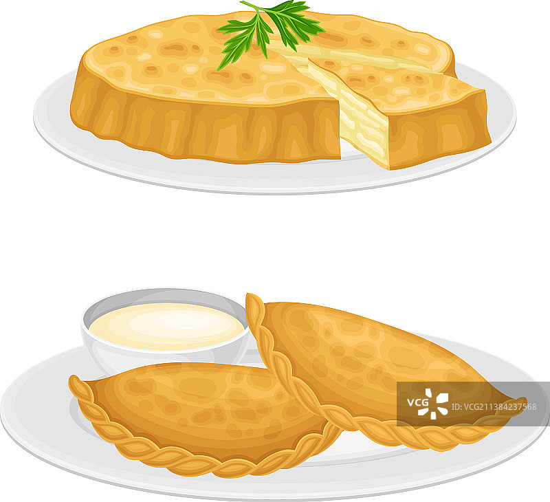 美味馅料馅饼和西班牙肉馅卷饼图片素材