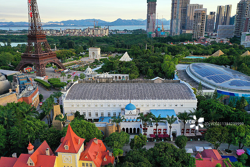 广东省深圳市南山区华侨城旅游度假区世界之窗航拍图片素材
