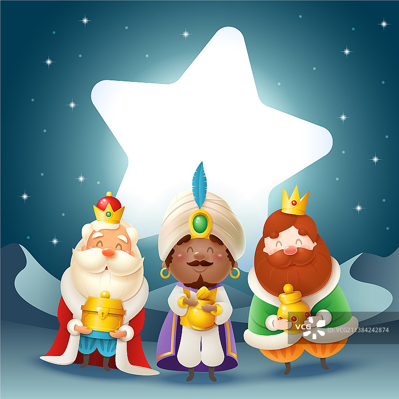 三位国王赠送礼物庆祝主显节图片素材