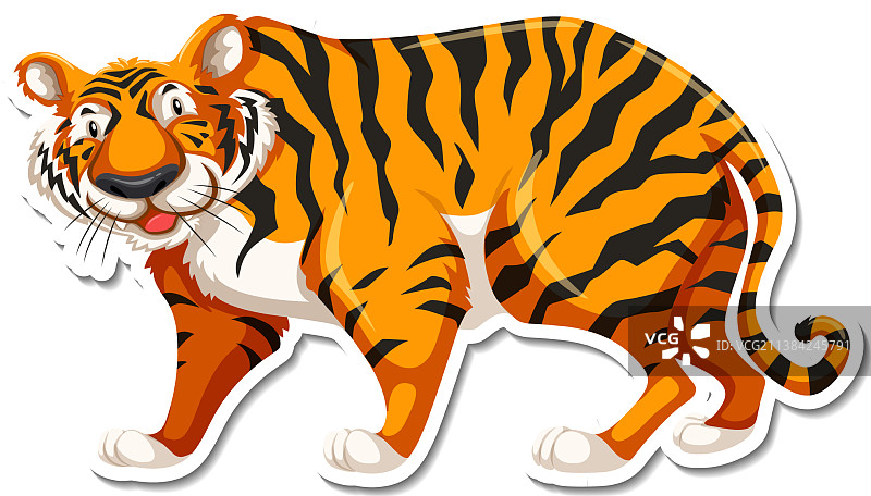 白色背景下的老虎卡通角色图片素材