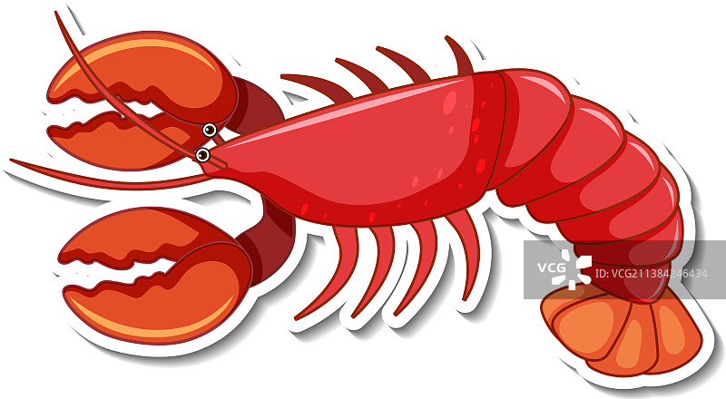 红色龙虾卡通贴纸图片素材