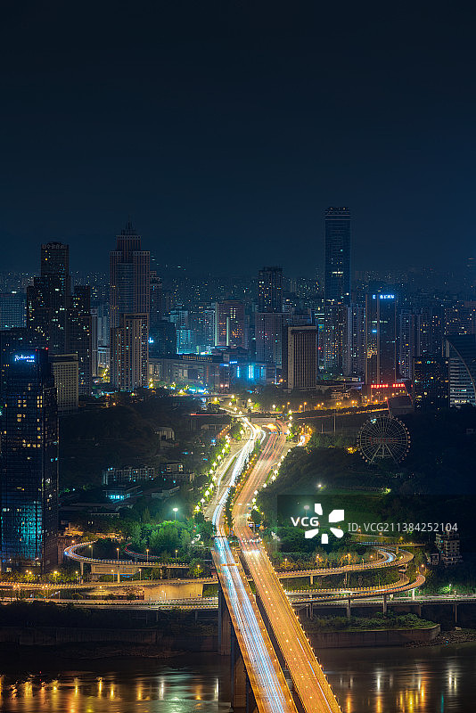 重庆市南岸区南坪城市风光夜景天际线航拍图片素材