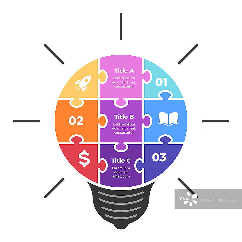拼图灯泡信息图生成新思路图片素材