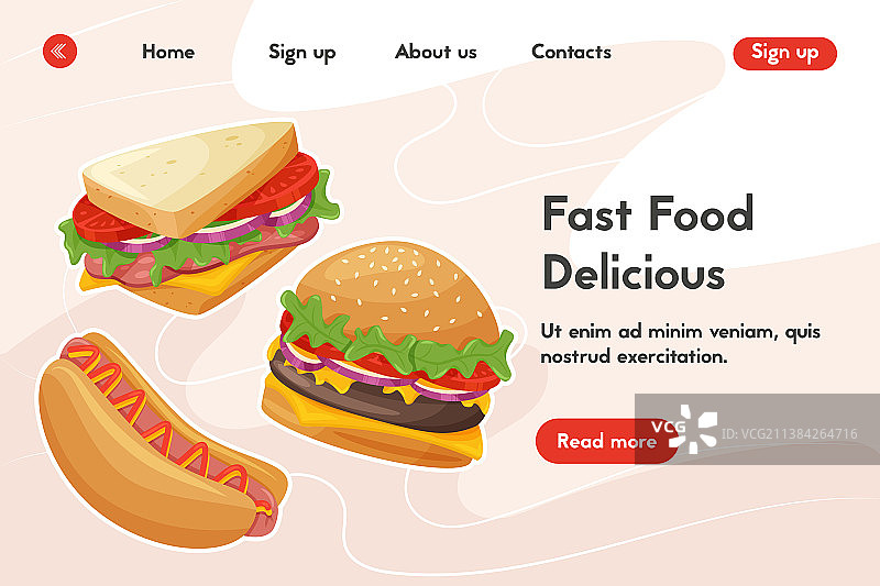 带空间的美味快餐网站模板图片素材