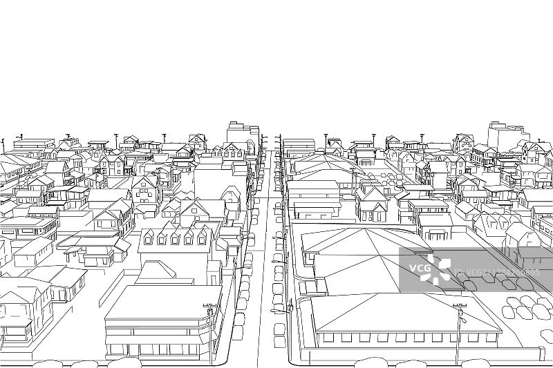 黑色小镇四分之一的轮廓图片素材