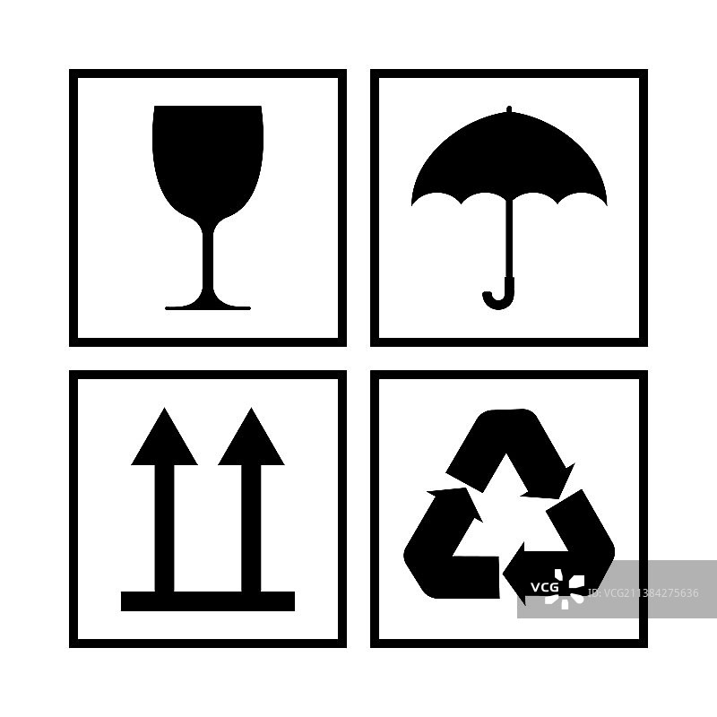 易碎品包装标识图标图片素材