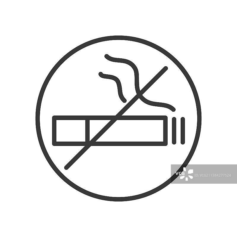 禁止吸烟 - 单个隔离线条设计图片素材
