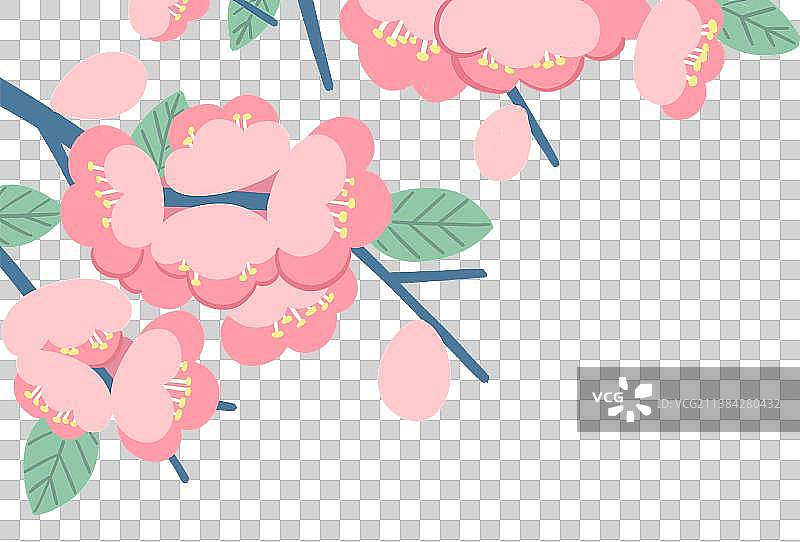 手绘可爱粉色桃花樱花盛开图片素材