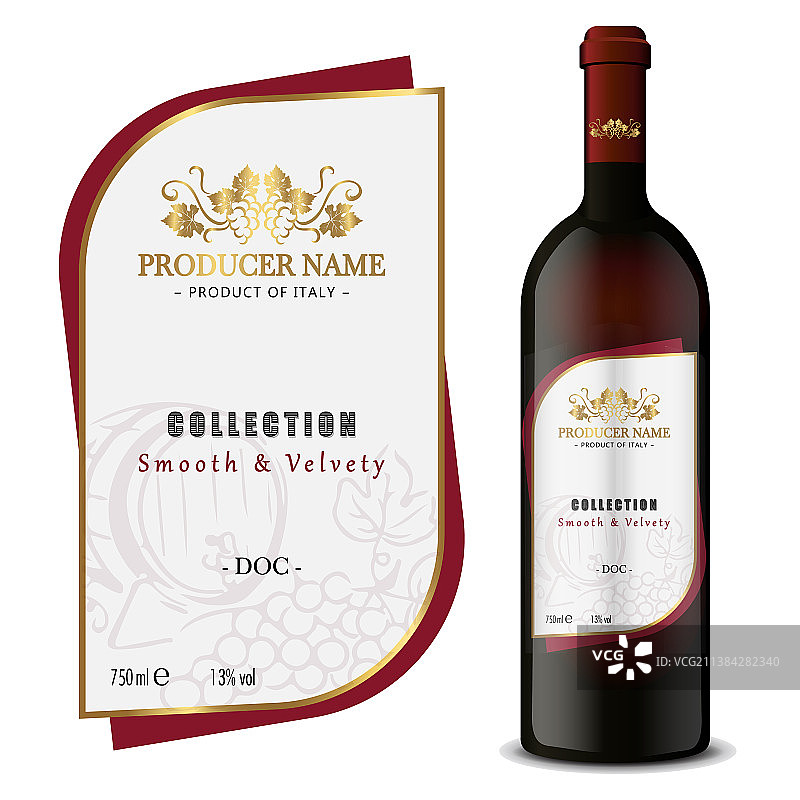 优质红白葡萄酒标签图片素材
