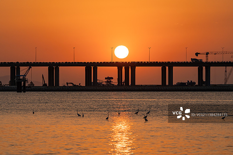 深圳西湾红树林海边日落图片素材