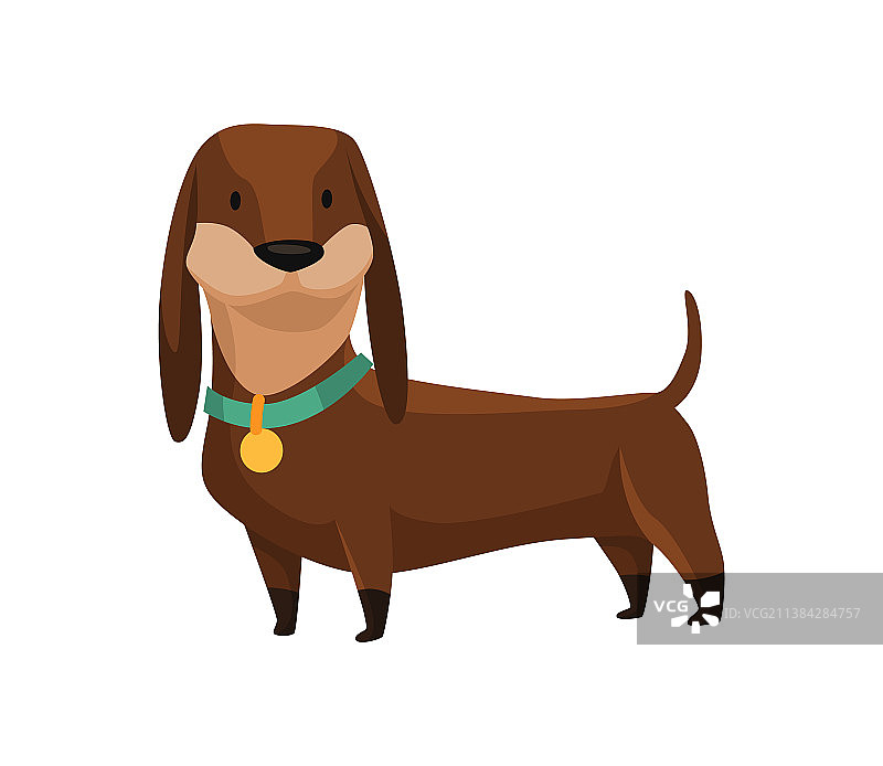 可爱的卡通腊肠犬画像图片素材