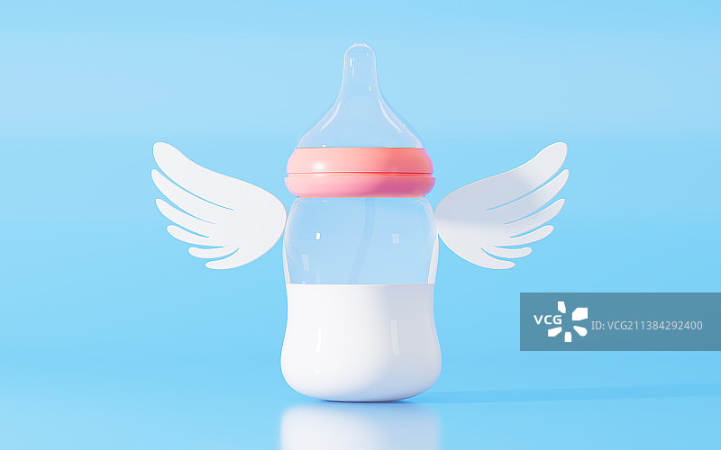 卡通创意奶瓶3D渲染图片素材