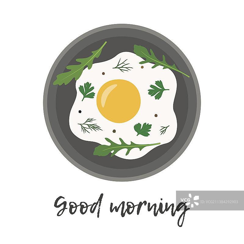 搭配香草的炒鸡蛋早餐图片素材