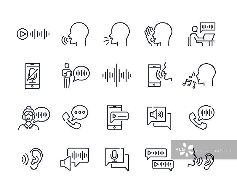 黑白语音图标图片素材