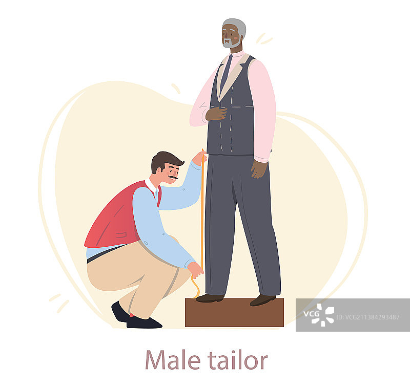 男裁缝为顾客量体图片素材