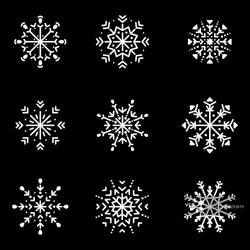 冬季雪花元素合集图片素材