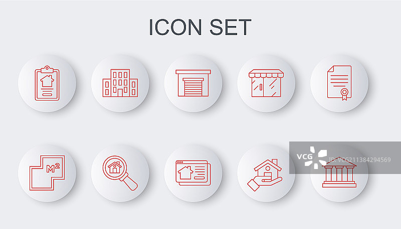 博物馆建筑、房屋平面图和车库线条稿图片素材