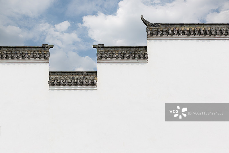 古典风格的白墙，古老的中国传统建筑墙体图片素材