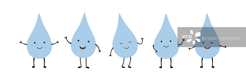 带面部和手部的卡通水滴合集图片素材