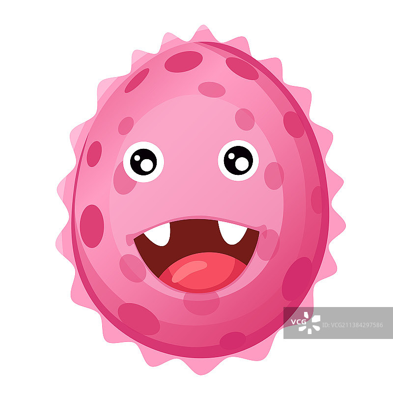 可爱的粉色卡通病毒细胞孤立图标图片素材