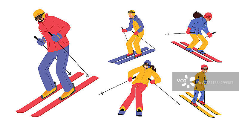 滑雪者滑雪人物白色背景图片素材