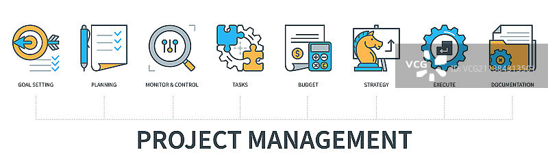 带有目标图标的项目管理概念图片素材