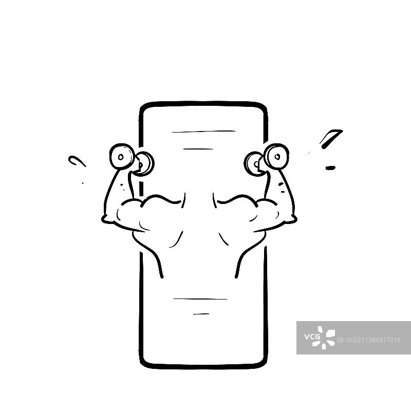 手绘涂鸦手持哑铃符号图片素材