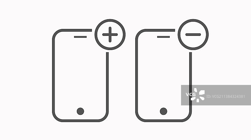 智能手机加减图标集图片素材