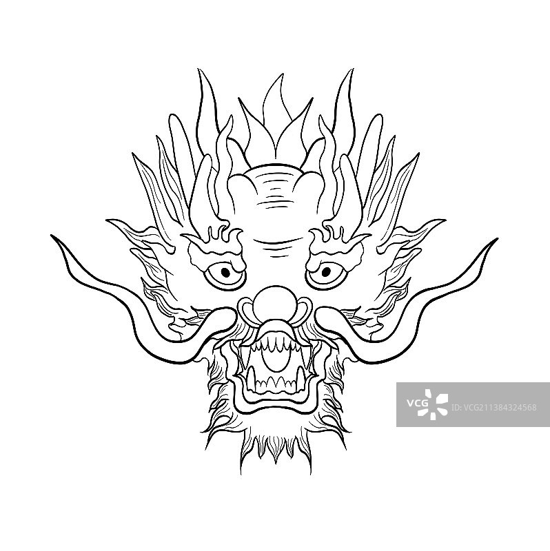 中国风线描龙头图片素材