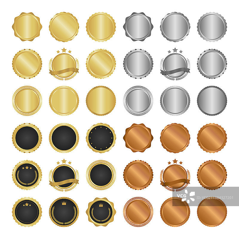现代金色圆形金属徽章合集图片素材