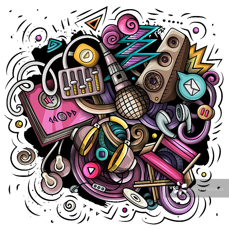 音频内容卡通涂鸦趣味素材图片素材