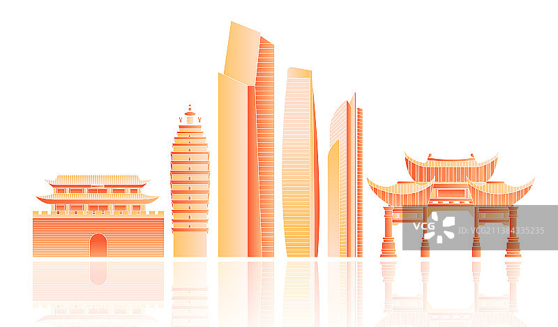 昆明金融建筑城市矢量图图片素材