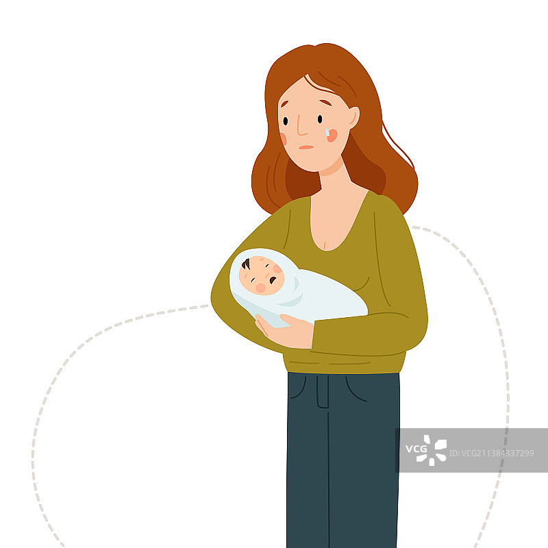 产后抑郁症：哭泣的女人图片素材