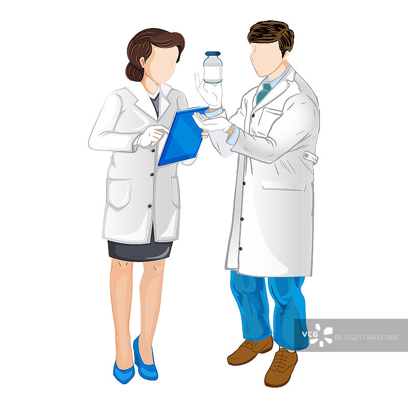 男女医生、护士或服务员在白色背景前图片素材