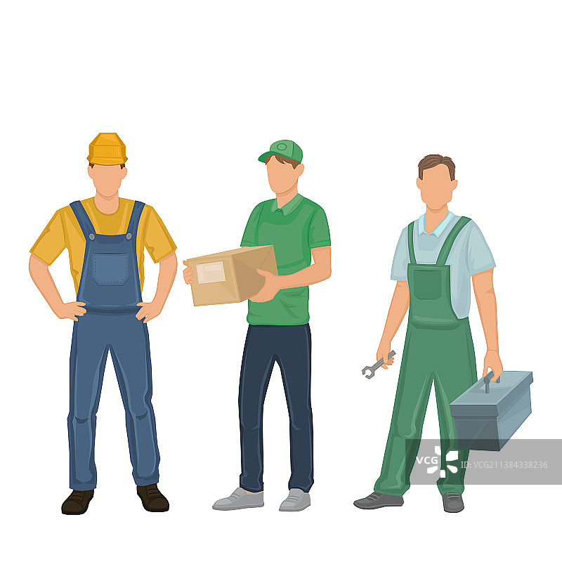 在白色背景上工作的各行业人群图片素材